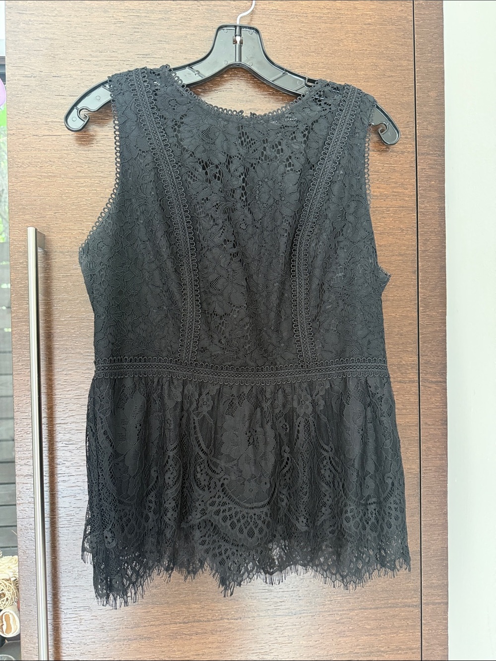 White House Black MarkBlack Lace Peplum Top